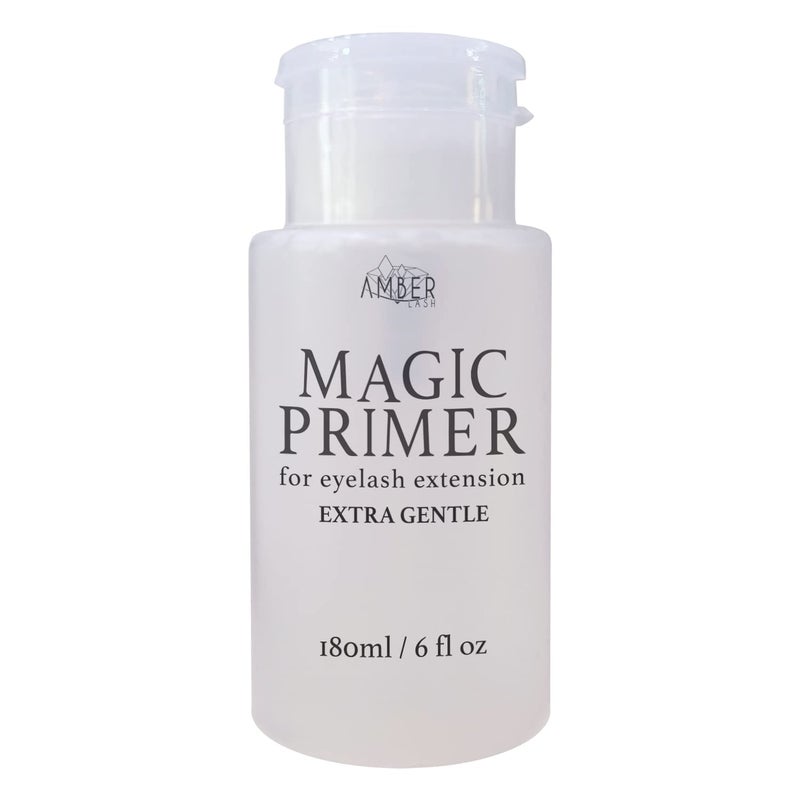 Amber Lash Magic Primer (6.0 fl.oz/180ml) Super Gentle Eyelash Extension Primer to Increases Adhesive Strength and Bonding Retention on Natural Lashes, Remove Makeup Residue, Oil, and dust from lashes - Image 1
